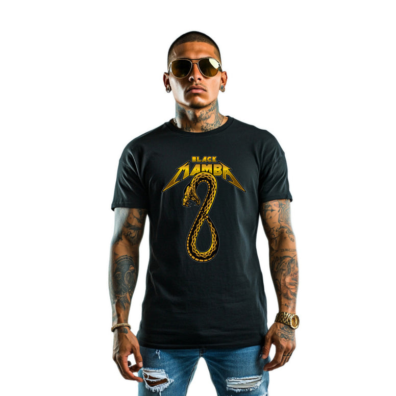 Streetwear on Demand BLACK MAMBA METAL TEE BLACK