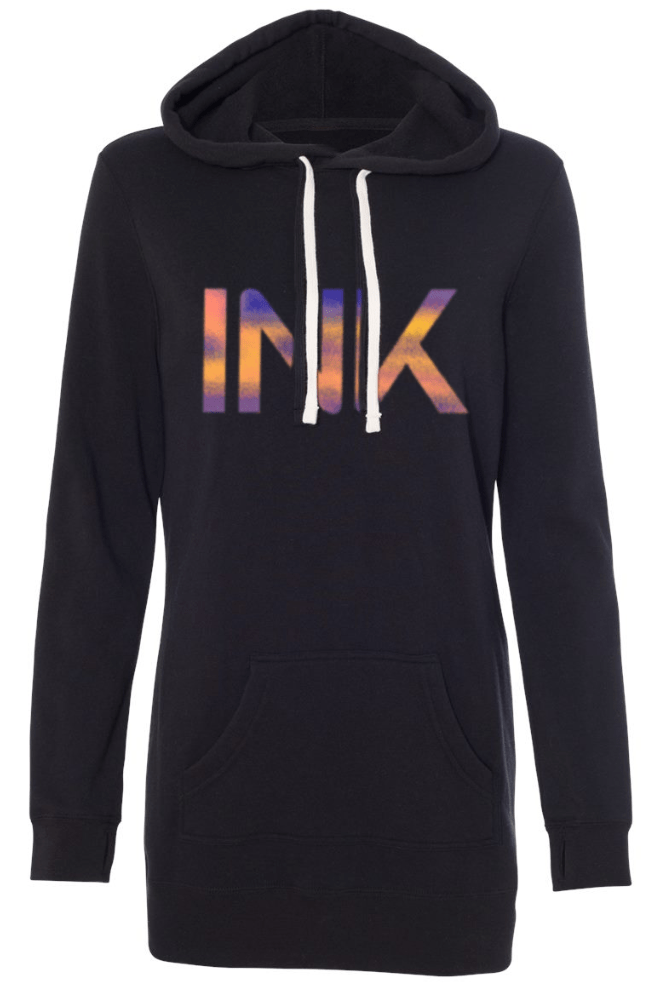 InkAddict WOMENS INK Hoodie Dress BLACK / CHROMA