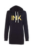 InkAddict WOMENS INK Hoodie Dress BLACK / GOLD FOIL