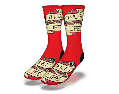 SAVVY SOX THUG LIFE RED SOCKS