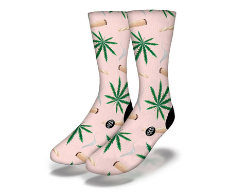 SAVVY SOX WEED AND JOINTS PINK SOCKS