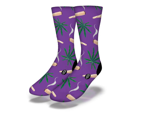 SAVVY SOX WEED AND JOINTS PURPLE SOCKS