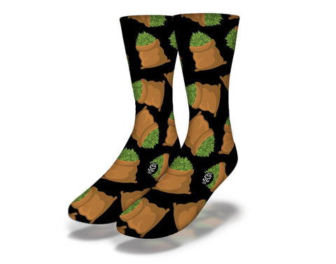 SAVVY SOX WEED BAGS BLACK SOCKS