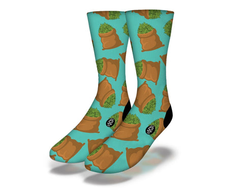 SAVVY SOX WEED BAGS TEAL SOCKS