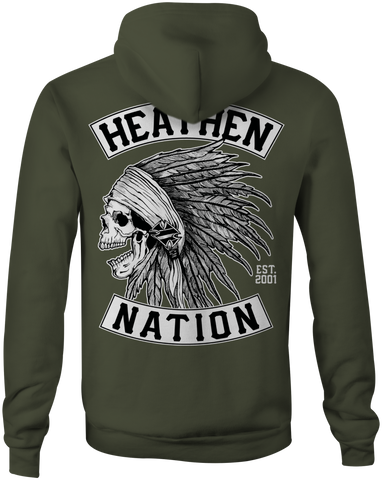 HEATHEN CHIEF HOODIE MILITARY GREEN