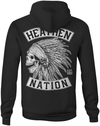 HEATHEN CHIEF ZIP HOODIE BLACK